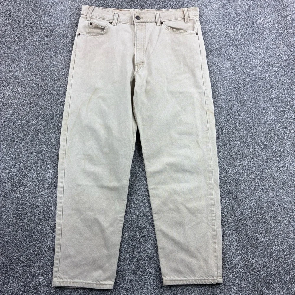 Vintage Levi's 550 Jeans Mens 36x30 Beige Cotton Relaxed Orange Tab USA Made